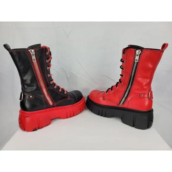 Current Mood x Dolls Kill Mid Calf Platform Goth Rave Boots Womens 9 M CM21-367 - Picture 9 of 10